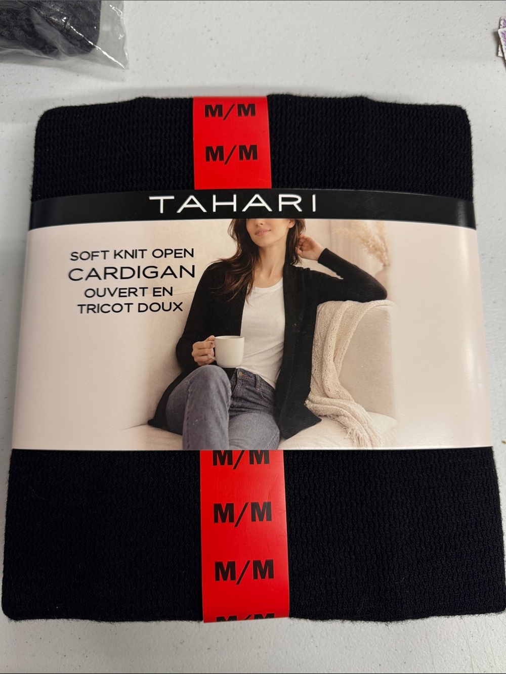 Tahari Black Soft Knit Open-Front Cardigan - Women's M